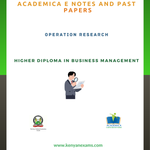 Operation research-Higher diploma in business management
